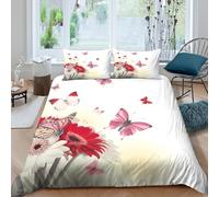 Butterflies in flightcopripiumino microfibra 3 Pezzi stampa 3D cerniera nascosta Garden floral Set Di Copripiumino con federe per cuscini traspirante for bambini e adolescenti Super king（260x220cm）