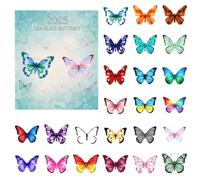 Butterfly Adventt Calendar - 2D Acrylic, 24-Day Christmas Countdown | 2D Acrylic Butterfly Ornaments Collectibles | Sea Glass-Inspired 2025 Adventt Calendar with 24 Miniature Christmas Decorations