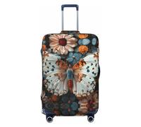 Butterfly and Bloom Beauty - Copribagagli da viaggio, elastico, per valigie, 45-81 cm, Nero , M