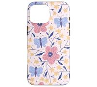 Butterfly and Flowers Blush Pink Blue Cute Botanical Garden Custodia per iPhone 16 Pro Max
