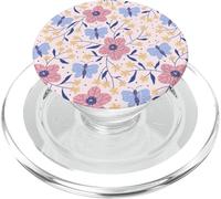 Butterfly and Flowers Blush Pink Blue Cute Botanical Garden PopSockets PopGrip per MagSafe