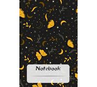 Butterfly and Moon Grid Notebook, Aesthetic 6x9 Journal with Stars and Leaves, 150 graph paper pages, Dark Boho Notebook, Witch Journal, Gift for ... on every spread- butterfly, moon, star, plant