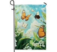 Butterfly Bliss Bandiera da giardino, monarca colorata e farfalle bianche, decorazione per esterni, striscione per primavera estate e cortile per la decorazione della casa, 30,5 x 45,7 cm