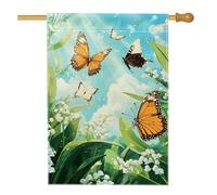 Butterfly Bliss Bandiera da giardino, monarca colorata e farfalle bianche, decorazione per esterni, striscione a doppia faccia per primavera estate da cortile per la decorazione della casa, 71 x 101