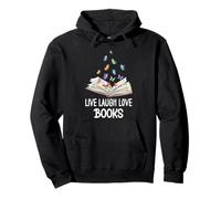 Butterfly Book Live Laugh & Love Books Reading Lover Bookish Felpa con Cappuccio