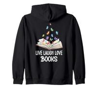 Butterfly Book Live Laugh & Love Books Reading Lover Bookish Felpa con Cappuccio