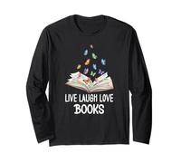 Butterfly Book Live Laugh & Love Books Reading Lover Bookish Maglia a Manica