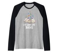 Butterfly Book Live Laugh & Love Books Reading Lover Bookish Maglia con Maniche Raglan