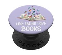 Butterfly Book Live Laugh & Love Books Reading Lover Bookish PopSockets PopGrip Adesivo