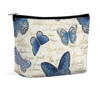 Butterfly - Borsa per il trucco in PU di grande capacità, organizer da viaggio per cosmetici con chiusura a cerniera, astuccio per articoli da toeletta resistente all'acqua per uso quotidiano, custo
