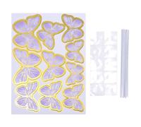 Butterfly Cake Decoration - Paper Cupcake Toppers, Realistic 3D Winged Ornaments with Flexible Wire Stems, Vivid Gold Foil Accents, Ideal for Accenting Engagement Graduation Parties Workplace