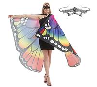 Butterfly Cape Wings - Costume da festa Glow, tessuto leggero nero | Stile di design del monarca, scialle da spalla leggero, eventi di Halloween, look scena di danza, apparizioni per feste di cosp