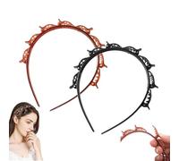 Butterfly Clip Headband for Women, Toothed Headband Braid Tool, Women Girls Fashion Hair Accessories, Fashion Hair Clip Styling Accessory Tools (Brown + Black, Standard)