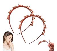 Butterfly Clip Headband for Women, Toothed Headband Braid Tool, Women Girls Fashion Hair Accessories, Fashion Hair Clip Styling Accessory Tools (2Pcs Brown, Standard)