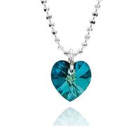 butterfly Collana In Argento Con Lunghezza Regolabile E Ciondolo Cuore Con Cristallo In Sfavillante Blu
