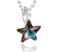 butterfly Collana In Argento Con Pendente A Stella E Cristallo Multicolori Con Lunghezza Regolabile