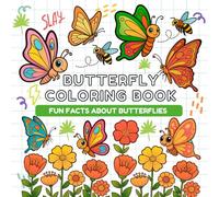 butterfly coloring book with fun facts: 40+ Cute Butterflies and Flowers to Color - Perfect for Kids and adults - 8.5 x 8.5 Inch Single-Sided Pages