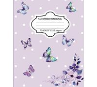 Butterfly Composition Notebook: Purple Butterfly Journal Multipurpose Use (110 pages, 7.5 x 9.25")