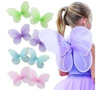 Butterfly Craze Ali da fata, angelo o farfalla da bambina - Accessori per costumi per feste o tempo libero - Confezione da 8 set di ali - Colori: blu, verde, rosa, viola