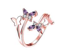 Butterfly Crystal Ring Diamond Bend Size Adjustable Open Rings Jewelry For Women friend Creative Rings Red Nice processing