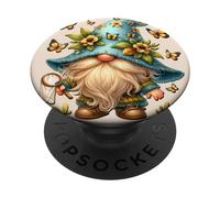 Butterfly Dad Gnome With Floral Flower Hat For Spring Time PopSockets PopGrip Adesivo