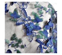 Butterfly Embroidery Mesh Fabric 3D Flower Water-soluble Lace Skirt Dress Wedding(Black mesh)
