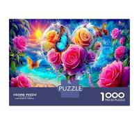 Butterfly Fairy 1000 Pezzi Puzzle Adulto - Carta Riciclata & Puzzle Impossibile Psychedelic Roses Art - Per Amici 70x50cm/1000pcs Regalo Di Matrimonio