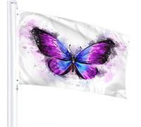 Butterfly Flag 3x5 FT Watercolor Animal Bird Magical Fantasy Butterflies Outdoor Flags Large Welcome Yard Banners Home Garden Yard Lawn Decor Purple Black