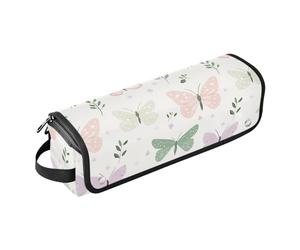 Butterfly Garden - Borsa da viaggio per strumenti per capelli beige pastello per ferro arricciacapelli, piastra per capelli, asciugacapelli portatile, organizer per attrezzi da donna, tappetino