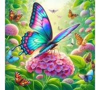 Butterfly Hydrangea Diamond Painting Kit for Adults,5D Square Full Drill Flowers Animals Diamond Art Kits,DIY Crystal Embroidery Gem Art Picture Craft for Living Room Home Decor 50x50 cm