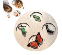 Butterfly Life Cycle Kit, Wooden Puzzles Education Board, 10.24 Inches, Interactive Bright Colors Science Learning for Butterfly, Chicken, Frog, and Other Cycles