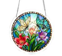 Butterfly Light Catcher, 19cm Stained Acrylic Sun Catcher, 2D Animal Puzzle for Colorful Light Reflection, Decorative Hanging Display with Sun Catching Effect, Window Ornament for Living Room, Bedroom
