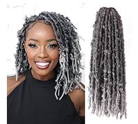 Butterfly Locs - 6 confezioni di capelli all'uncinetto, pre-loop, effetto invecchiato, trecce all'uncinetto, Bob Butterfly Locs (Tgrigio, 45,7 cm (6 confezioni)