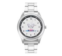 Butterfly Lotus Flower Orologio da polso casual da uomo con cinturino in acciaio inossidabile in lega di quarzo, Stile:, regular, Bracciale