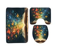 Butterfly Magic Book Fairy Tale Set Di Tappeti Da Bagno 3 Pezzi Assorbente Zerbino Resistente Tappetino Contorno Wc Per La Casa Toeletta Doccia