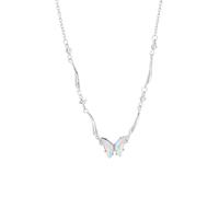 Butterfly Necklace Compatible with Women Silver Moonstone Pendant Dainty Statement Crystal Cute Colorful Rainbow Jewelry Gift
