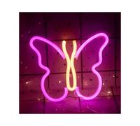 Butterfly Neon Signs Lights for Bedroom Wall Decor, USB or Battery LED Neon Night Light Wall Decoration (Pink/Yellow)