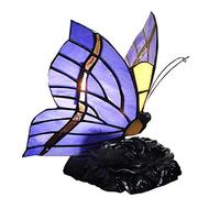 Butterfly Night Light Bedside Table Lamp, Stained Glass Accent Desk Lamp,Nightstand Reading Lamp for Nursery Bedroom Living Room,E14,-,Blue Brown