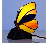 Butterfly Night Light Bedside Table Lamp, Stained Glass Accent Desk Lamp,Nightstand Reading Lamp for Nursery Bedroom Living Room,E14,-,Orange