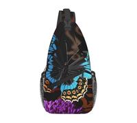 Butterfly On Beautiful Flower Donna Uomo Borsa A Tracolla Antifurto Zaino Monospalla Multitasche Borsa A Spalla Per Viaggio Trekking Outdoor
