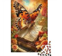 Butterfly on Piano Sheet Cartoni Riciclati Farfalla Libro Vecchio Puzzle Adulti, Riduttore Ansia, Decorazione Parete e Regali, Regalo Inaugurazione Casa Idea 70x50cm/1000pz
