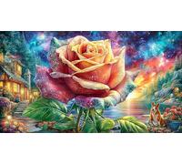 Butterfly-on-pink-rose-with-glowing-hearts 1000 pezzi Puzzle Carta riciclata Sfida di gioco educativo Gioco familiare divertente & stimolante Idea regalo perfetta per donne e uomini 70x50/1000 pezzi