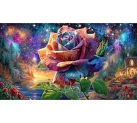 Butterfly-on-pink-rose-with-glowing-hearts 1000 pezzi Puzzle per adulti e bambini di 12 anni in su Carta riciclata Gioco familiare divertente & stimolante per decorazione murale 70x50/1000 pezzi