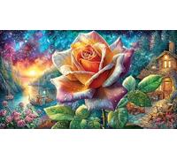 Butterfly-on-pink-rose-with-glowing-hearts Puzzle 1000 pezzi Carta riciclata Estremamente difficile Gioco educativo relax Idea regalo perfetta 70x50/1000 pezzi
