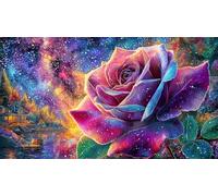 Butterfly-on-pink-rose-with-glowing-hearts Puzzle 1000 pezzi Carta riciclata Gioco educativo relax Bellissimo puzzle decorativo per adulti e bambini 70x50/1000 pezzi