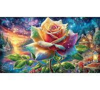 Butterfly-on-pink-rose-with-glowing-hearts Puzzle 1000 pezzi Estremamente difficile Giochi educativi per adulti e bambini Idea regalo perfetta per relax 38x26/1000 pezzi