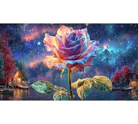 Butterfly-on-pink-rose-with-glowing-hearts Puzzle per adulti e bambini 1000 pezzi Gioco stimolante Regalo divertente & Attività in casa Carta riciclata per relax e decorazione murale 70x50/1000 pezzi