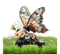 Butterfly Stakes - Flower Pot Decorations | 2D Acrylic Waterproof Retro Stakes with Stone for Spring Home Pathway Party Holiday Courtyard Terrace Landscaping Park