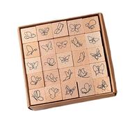 Butterfly Stamp, Confezione di 25 Cute Wooden Craft Stamps, Decorative Vintage Art Stamps, Scrapbook Stamps for Diaries, Buste, Stamp Making Kit with Storage Box, Crafting Stamps for Projects
