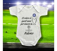 Butterfly Store Body Neonato Inter Campioni Champions League 2024/2025 - Regalo Personalizzato per Piccoli Tifosi Interisti - Body Neonato Calcio con Nome - Idea Regalo Bimbo Bimba Interista